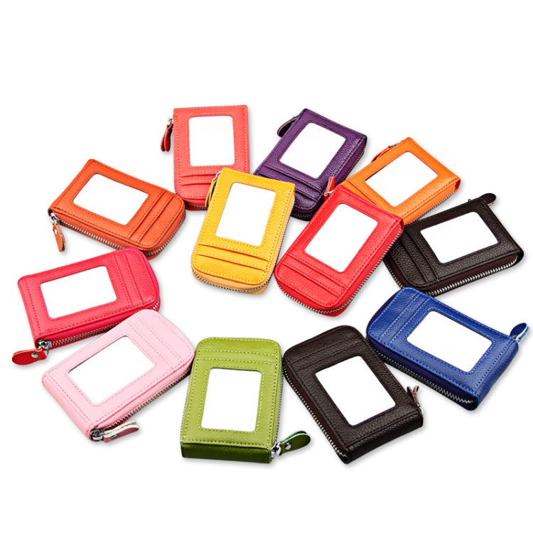 Genuine Cowhide Leather Solid Color Zipper Vertical Card Holder Wallet RFID Blocking Card Bag Protect Case with 12 Card Slots, Size: 11.5*7.5cm(Green) by bashfashion