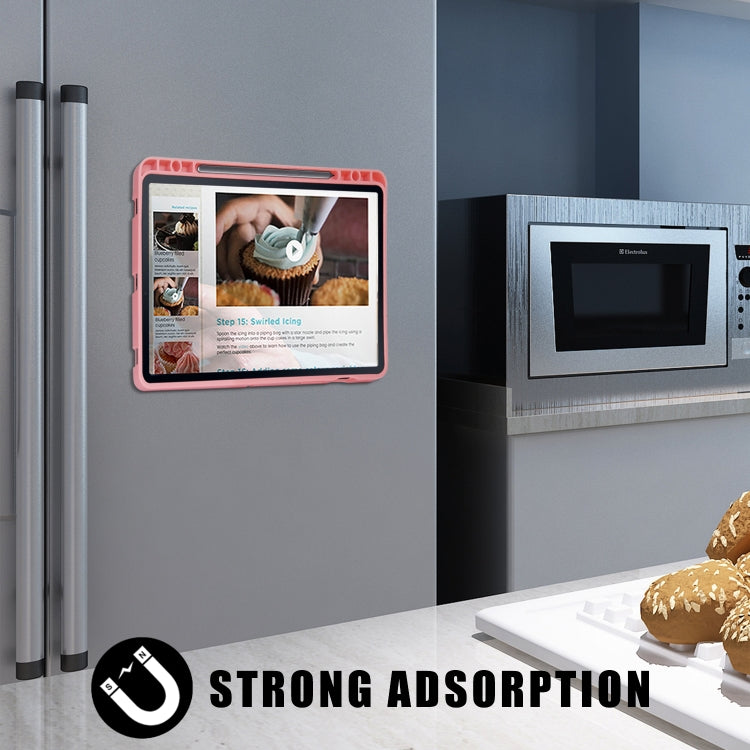 For Samsung Galaxy Tab S8 / Galaxy Tab S7 T870 Cloth Texture Multi-folding Horizontal Flip PU Leather Shockproof Case with Holder & Sleep / Wake-up Function(Pink) by bashfashion