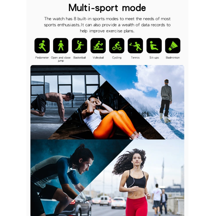 GT20 1.69 inch TFT Screen IP67 Waterproof Smart Watch, Support Music Control / Bluetooth Call / Heart Rate Monitoring / Blood Pressure Monitoring, Style:Silicone Strap(Pink) by bashfashion