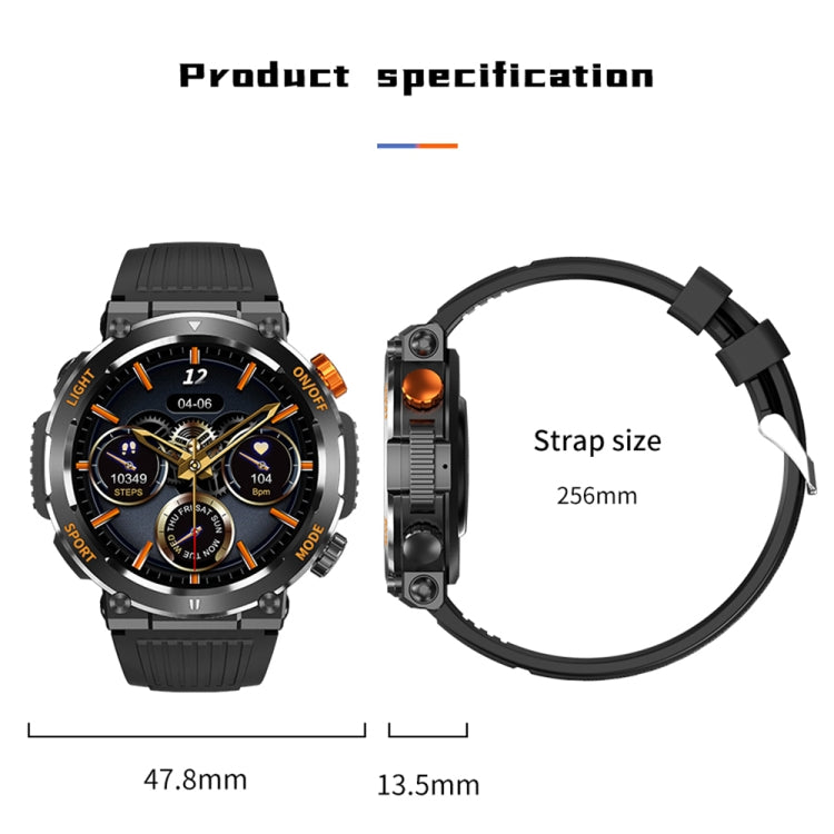HT17 1.46 inch Round Screen Bluetooth Smart Watch, Support Health Monitoring & 100+ Sports Modes(Orange) by bashfashion