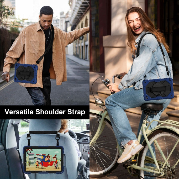 For Samsung Galaxy Tab A9+ Contrast Color Robot C2 Silicone Hybrid PC Tablet Case(Navy Black) by bashfashion