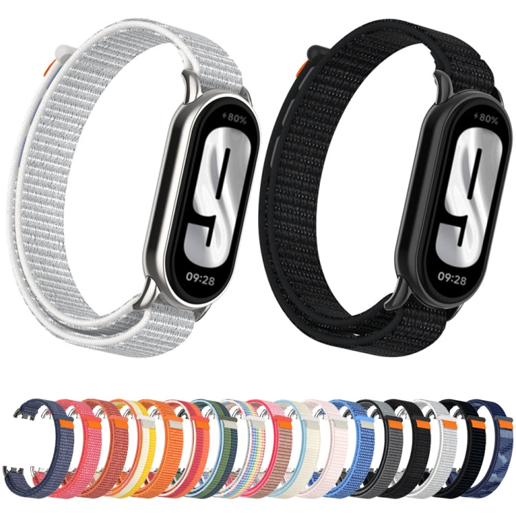 For Xiaomi Smart Band 9 / 8 Metal Connector + Loop Nylon Hook and Loop Fastener Watch Band(Seashell Color) by bashfashion