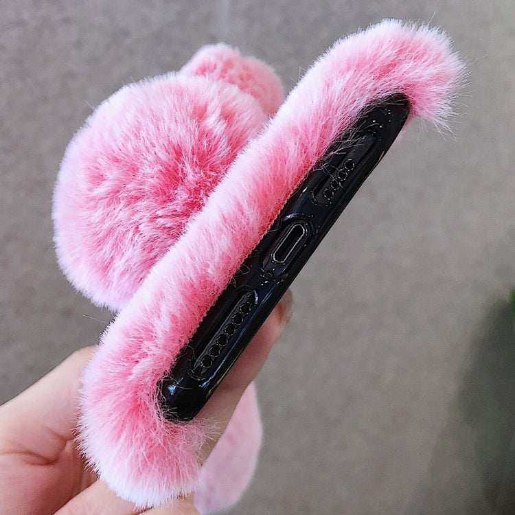 For iPhone 13 mini 3D Cute Long-eared Rabbit Plush Full Coverage Phone Case(Gray) by bashfashion