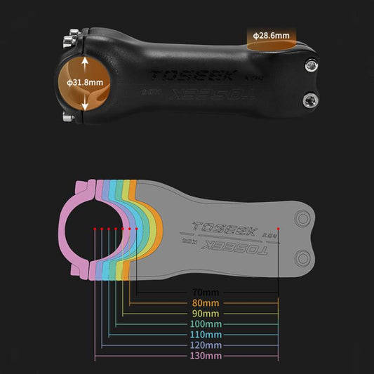 TOSEEK K04 Full Carbon Fiber Brazing Road Mountain Bike Handlebar Riser Faucet, Size:6 Degree, 110mm(Black Grey Silver) by TOSEEK