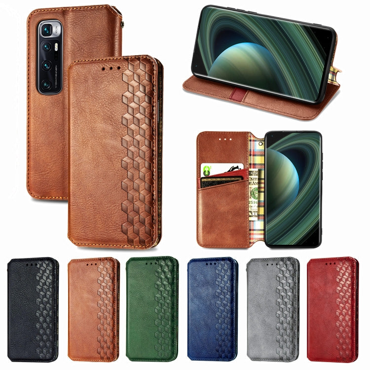 For Xiaomi Mi 10 Ultra Cubic Grid Pressed Horizontal Flip Magnetic PU Leather Case with Holder & Card Slots & Wallet(Green) by bashfashion