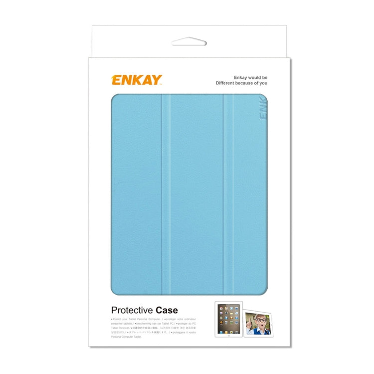 For Amazon Fire HD 8 / HD 8 Plus (2020) ENKAY Custer Texture Horizontal Flip PU+PC Leather Case with Three-folding Holder & Sleep / Wake-up Function(Light Blue) by ENKAY
