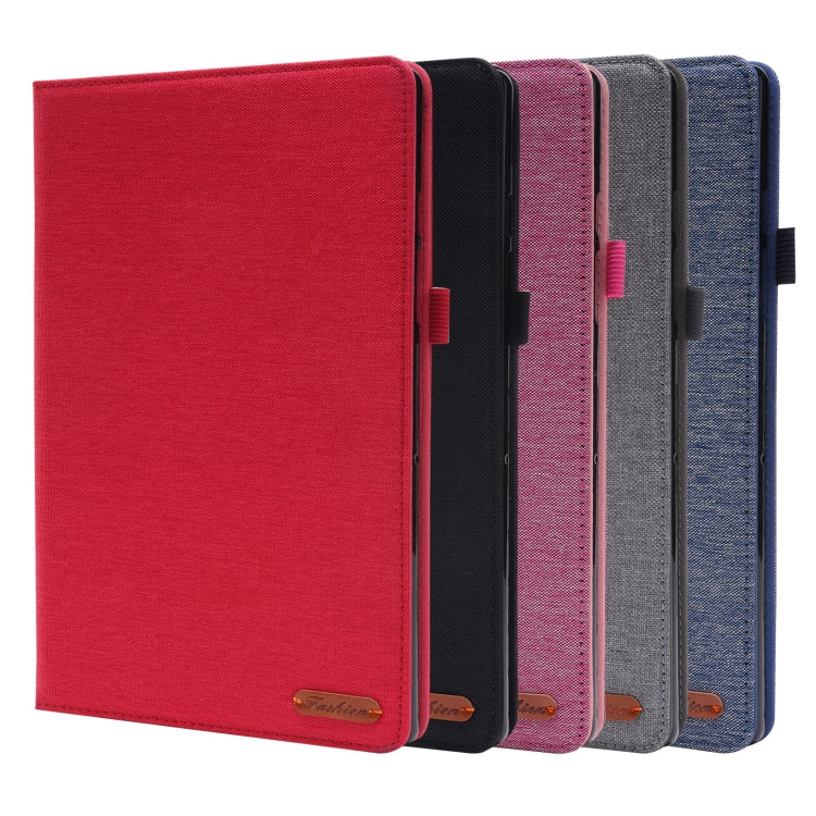 For Samsung Galaxy Tab A8 10.5 2021 Horizontal Flip Fabric PU Leather Tablet Case with Card Slots & Holder(Red) by bashfashion