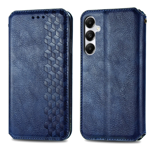 For Samsung Galaxy A35 5G Cubic Grid Pressed Magnetic Leather Phone Case(Blue) by bashfashion
