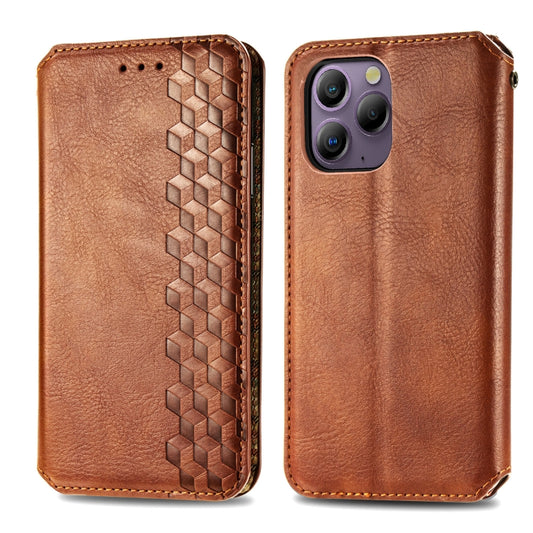 For Samsung Galaxy Xcover 7 Cubic Grid Pressed Magnetic Leather Phone Case(Brown) by bashfashion