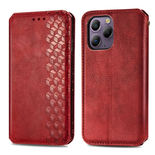 For Samsung Galaxy Xcover 7 Cubic Grid Pressed Magnetic Leather Phone Case(Red) by bashfashion