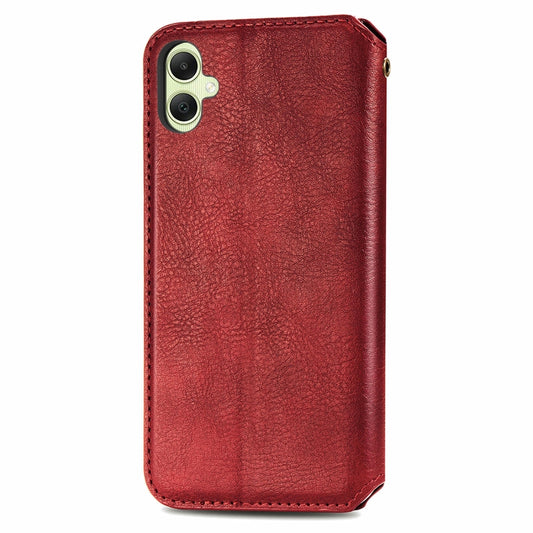 For Samsung Galaxy A05 4G Cubic Grid Pressed Magnetic Leather Phone Case(Red) by bashfashion