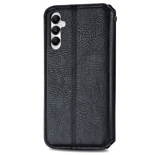 For Samsung Galaxy A05s Cubic Grid Pressed Magnetic Leather Phone Case(Black) by bashfashion