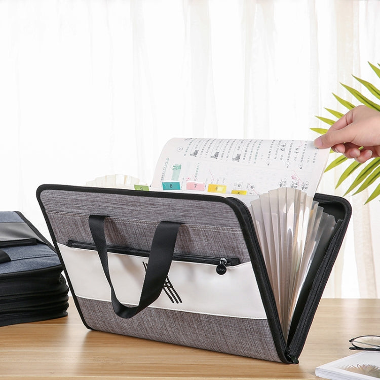 Student Insert Data Storage File Bag Waterproof 13 Grid Portable Organ Bag(4719 Letter Brown) by bashfashion