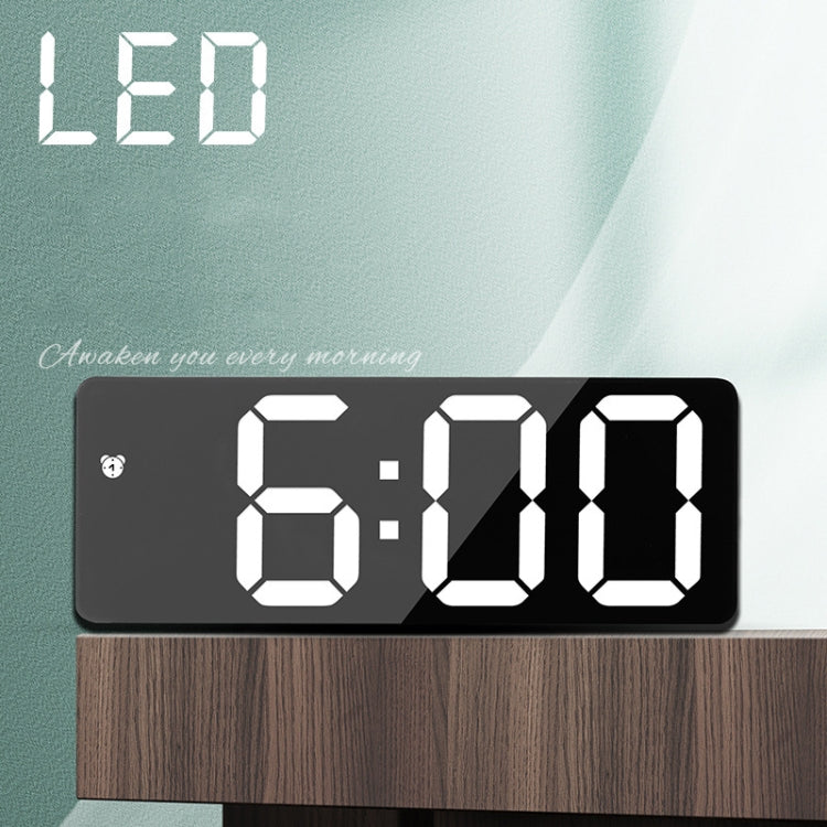 Mirror Bedside Alarm Clock Battery Plug-In Dual-Purpose LED Clock, Colour: Rectangle Black Shell (Black Surface Red light) by bashfashion
