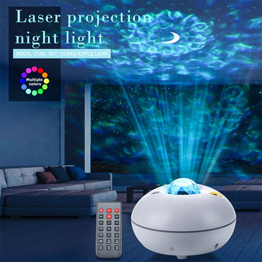 LED Watermark Remote Control Projection Starry Sky Light Laser Projection Light Atmosphere Night Light(White) by bashfashion