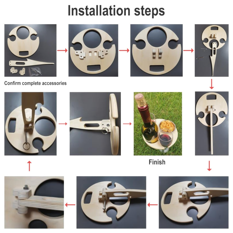 Outdoor Portable Folding Wine Table Outdoor Beach Table, Colour: Double Layer Wood Color by bashfashion