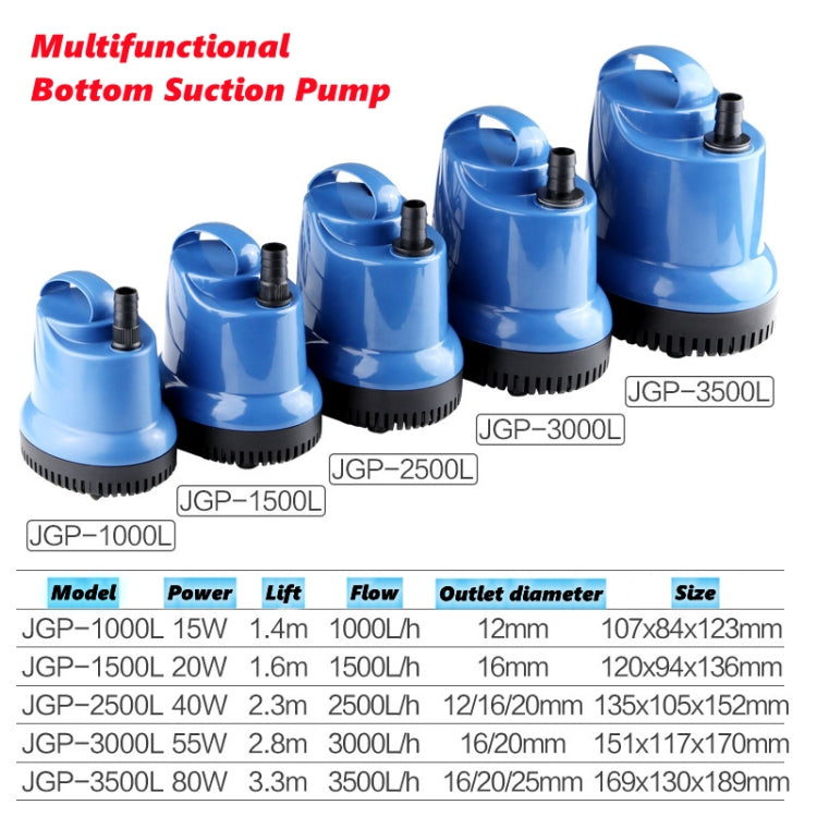 SUNSUN Fish Tank JGP Bottom Suction Water Filter Pump, CN Plug, Specification: 3000L 55W+20mmx2m Water Pipe by bashfashion