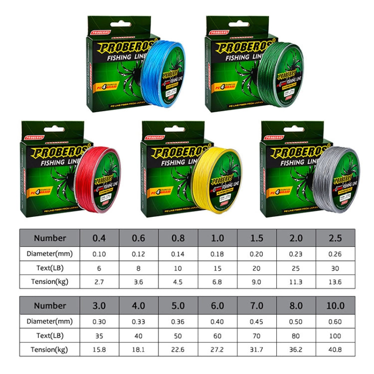2 PCS PROBEROS 4 Edited 100M Strong Horse Fish Line, Line number: 1.0 / 15LB(Yellow) by PROBEROS
