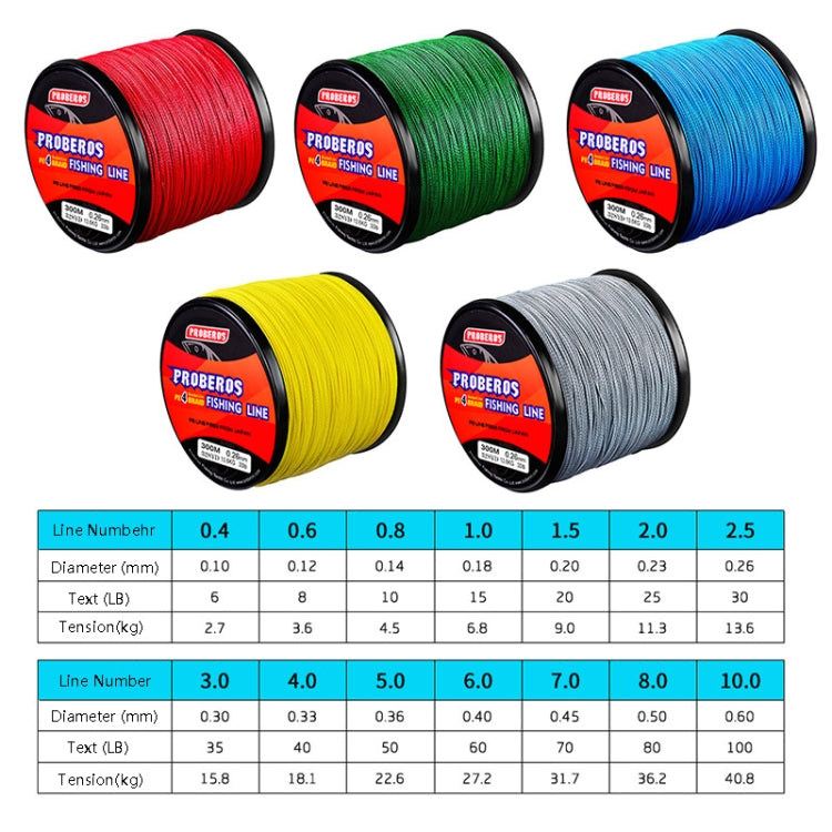 PROBEROS 4 Edited 300M Fish Line, Line number: 7.0 / 70lb(Yellow) by PROBEROS