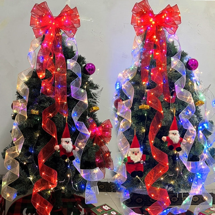 Christmas Ornament Double Light Board Yarn Ribbon String Lights, Specification: 10m(Red Warm Light) by bashfashion