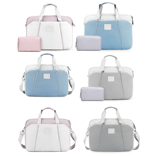 15.6 inch Computer Handheld Messenger Bag For Apple MacBook / Huawei / Xiaomi / Basne(Ladder hand gray+gray PU power package) by bashfashion