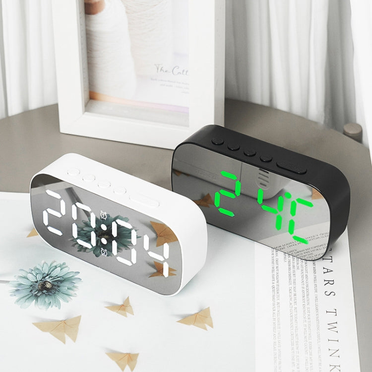 6637 LED Digital Display Temperature Electronic Clock Desktop Mirror Alarm Clock(Black White Light) by bashfashion