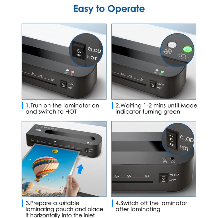 FN333 A4 Photo Laminating Machine With Hot And Cold Mode, Size: Set 2(UK Plug) by bashfashion