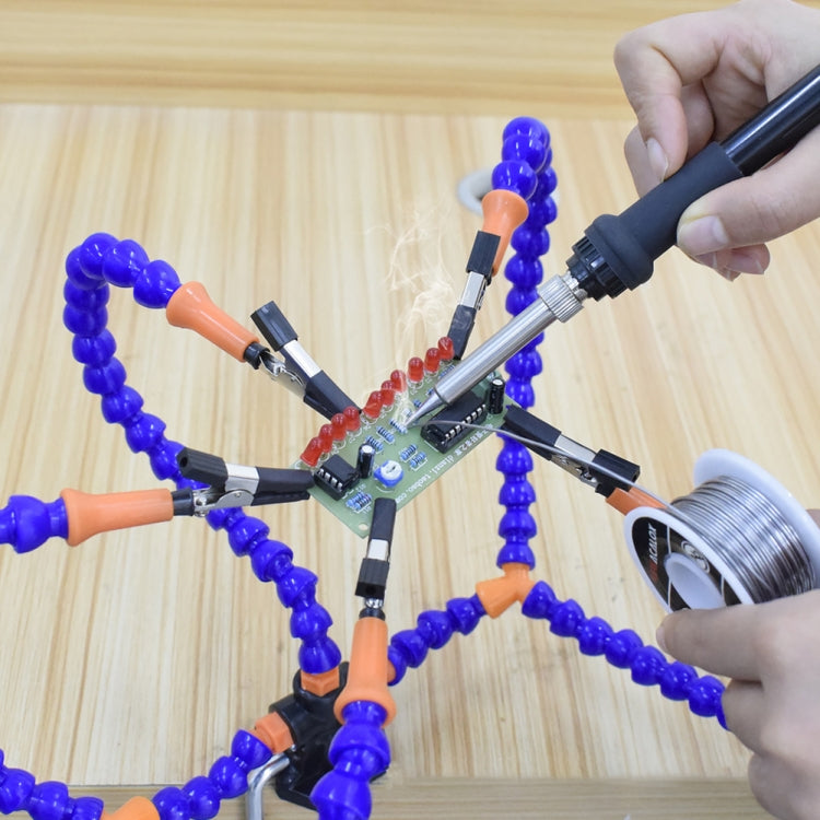 Phone PCB Circuit Board Repair Fixed Folder Welding Assisted DIY Model Clamping Tool, Style: 5 Claws+Magnifying Glass (Black) by bashfashion