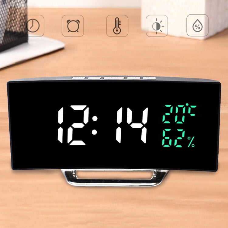 7816 Curved Screen LED Temperature / Humidity Display Multifunctional Clock(White) by bashfashion