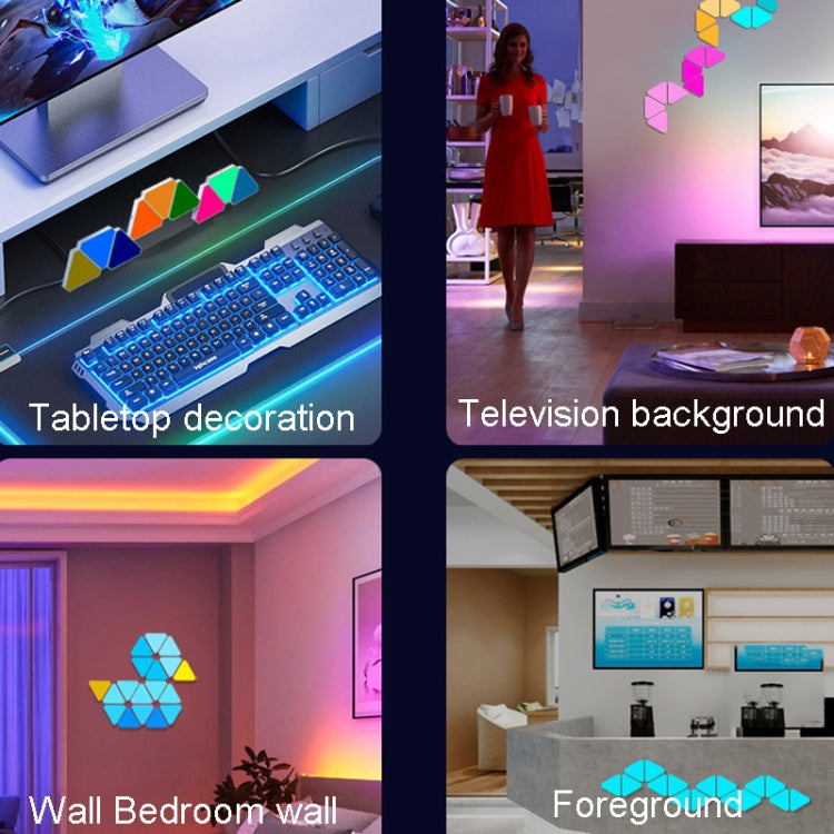 3pcs /Set Triangle Splicing Intelligent Sound Control Quantum Light Atmosphere Lighting With Remote Control, US Plug(WiFi Model) by bashfashion