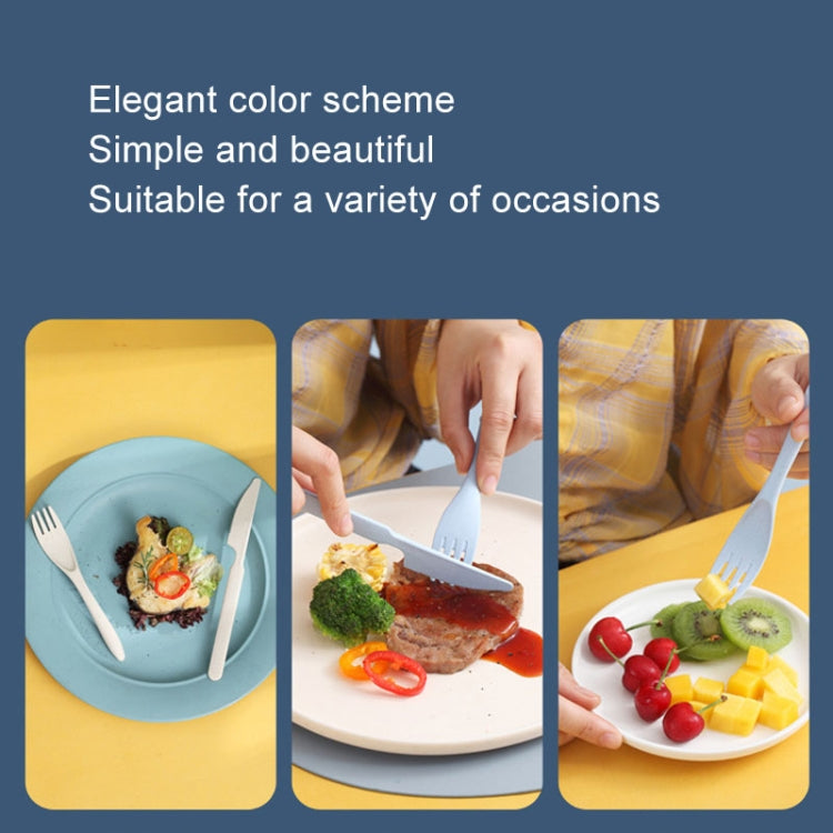 4 In 1 Portable Wheat Straw Tableware Set Outdoor Travel Storage Tableware Box, Style: A With Chopsticks (Blue) by bashfashion