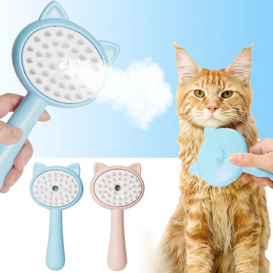 Pet Spray Massage Comb Cats Anti Flying Hair Bathing Brush(Pink) by bashfashion