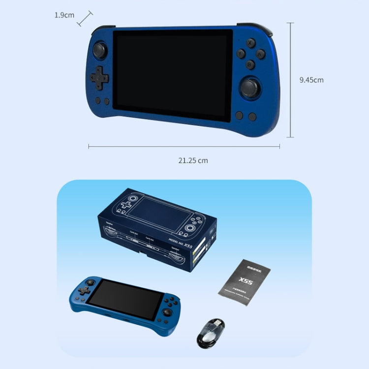 POWKIDDY X55 Game Console 5.5 Inch 1280 X 720 IPS Screen RK3566 Linux System Open-Source Retro Video Player 16GB+128GB(Black) by POWKIDDY