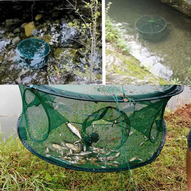Automatic Folding Fish Net With Support Rod Fishing Cage Lobster Net Fishing Gear, Color: 4 Holes Green by bashfashion