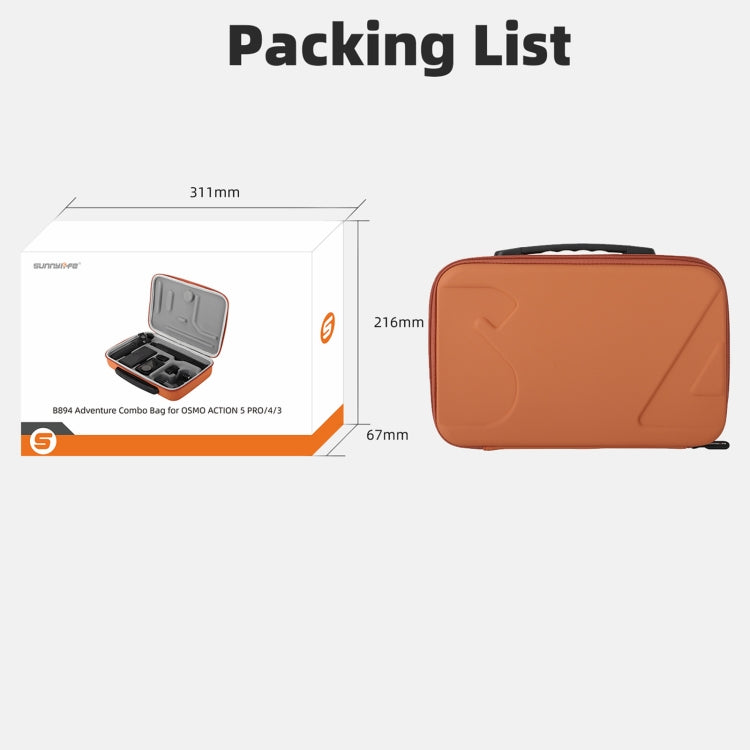 For DJI Osmo Action 5 Pro / 4 / 3 Sunnylife Portable Carrying Case Adventure Combo Bag (Black) by Sunnylife