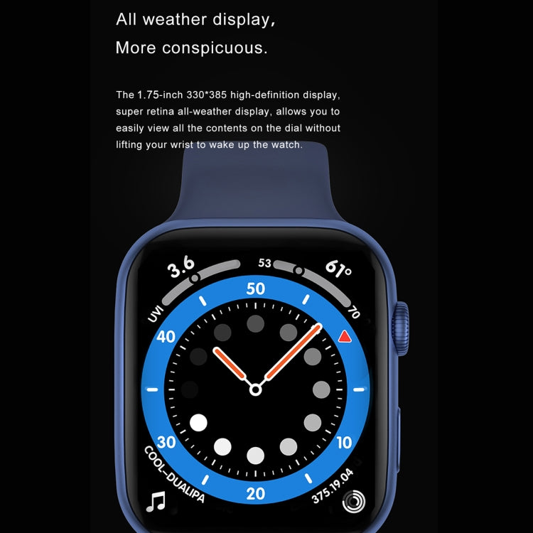 DW35PRO 1.75 inch Color Screen IPX7 Waterproof Smart Watch, Support Bluetooth Answer & Reject / Sleep Monitoring / Heart Rate Monitoring, Style: Silicone Strap(Blue) by bashfashion