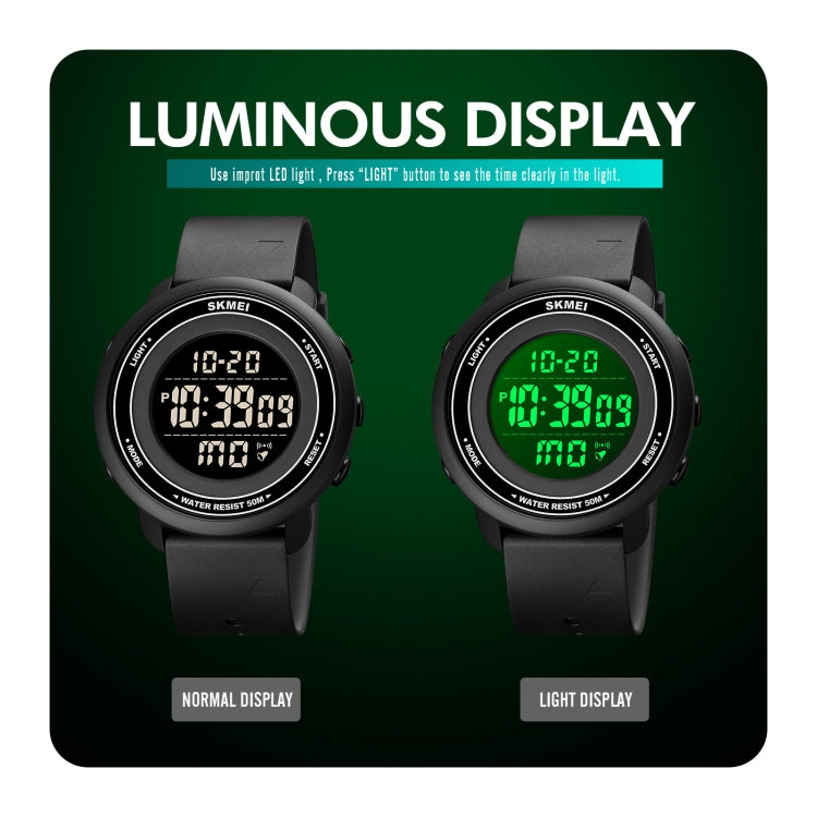 SKMEI 1736 Triplicate Round Dial Timing LED Digital Display Luminous Electronic Watch(Rose Red and Black) by SKMEI