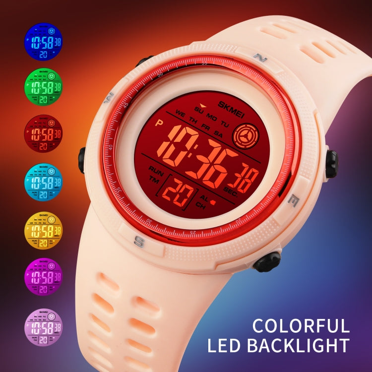 SKMEI 1773 Triplicate Round LED Dual Time Digital Display Colorful Backlight Electronic Watch(Gold White) by SKMEI