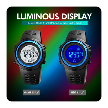 SKMEI 1773 Triplicate Round LED Dual Time Digital Display Colorful Backlight Electronic Watch(Black) by SKMEI