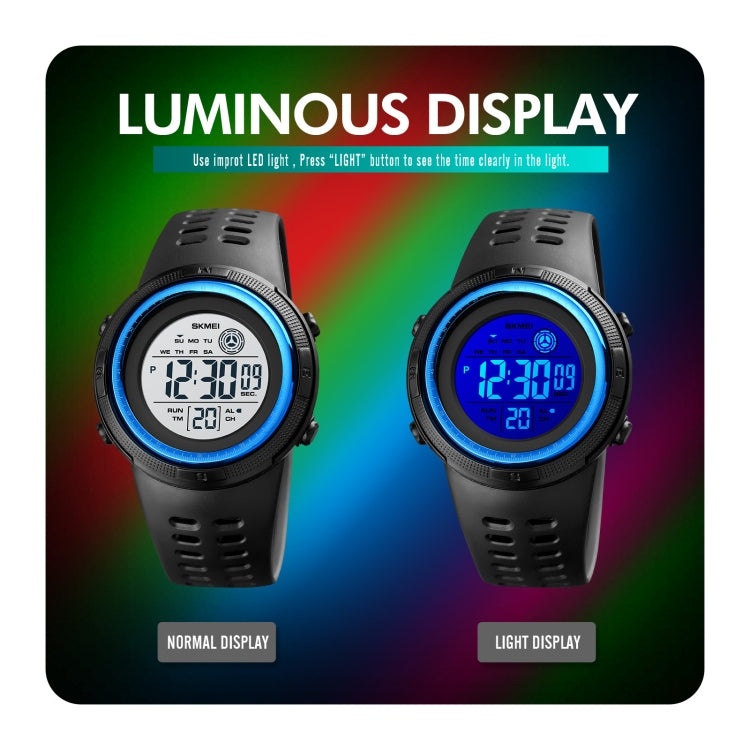 SKMEI 1773 Triplicate Round LED Dual Time Digital Display Colorful Backlight Electronic Watch(Black White) by SKMEI