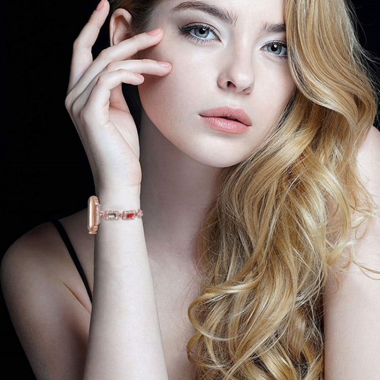 Large Square Diamond Metal Watch Band For Apple Watch Series 9&8&7 41mm / SE 3&SE 2&6&SE&5&4 40mm / 3&2&1 38mm(Silver) by bashfashion