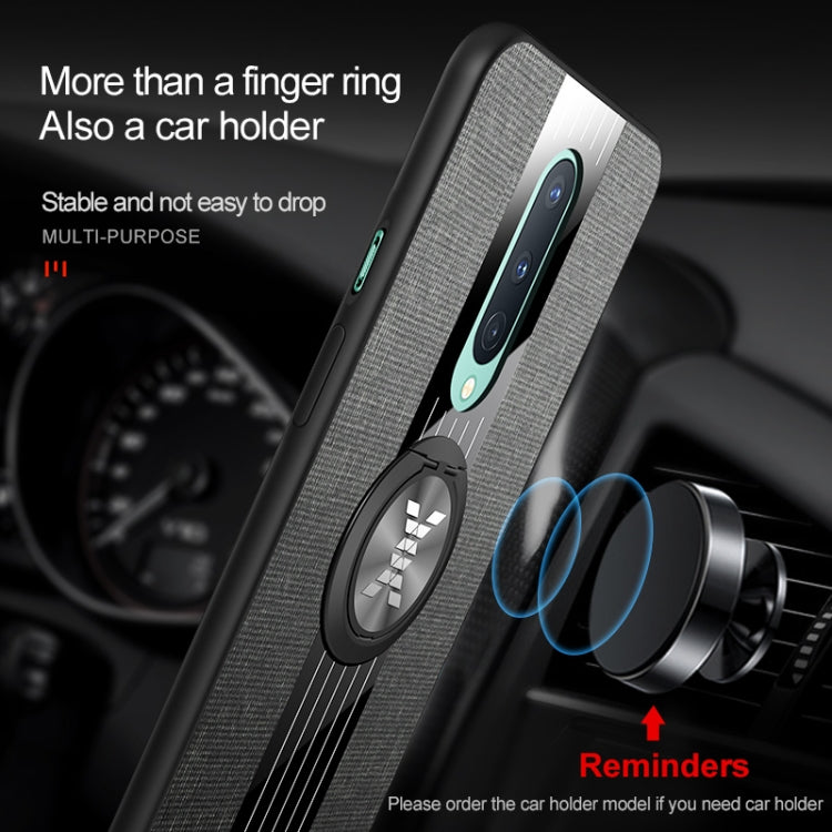 For OnePlus 8 XINLI Stitching Cloth Texture TPU Phone Case with Ring Holder(Black) by XINLI