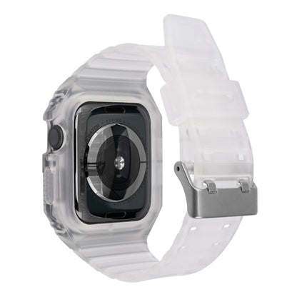 Two-color Integrated Watch Band For Apple Watch Series 8&7 45mm / SE 2&6&SE&5&4 44mm / 3&2&1 42mm(Transparent Black) by bashfashion