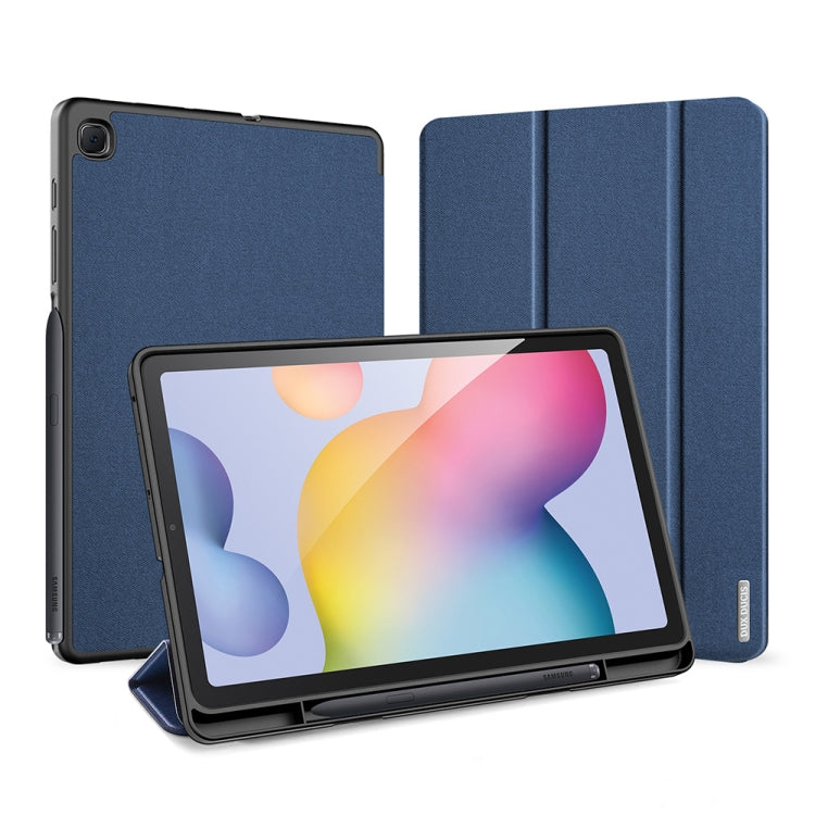 For Galaxy Tab S6 Lite 10.4 inch / S6 Lite 2024 DUX DUCIS Domo Series Horizontal Flip Magnetic PU Leather Case with Three-folding Holder & Pen Slot & Sleep / Wake-up Function(Blue) by DUX DUCIS