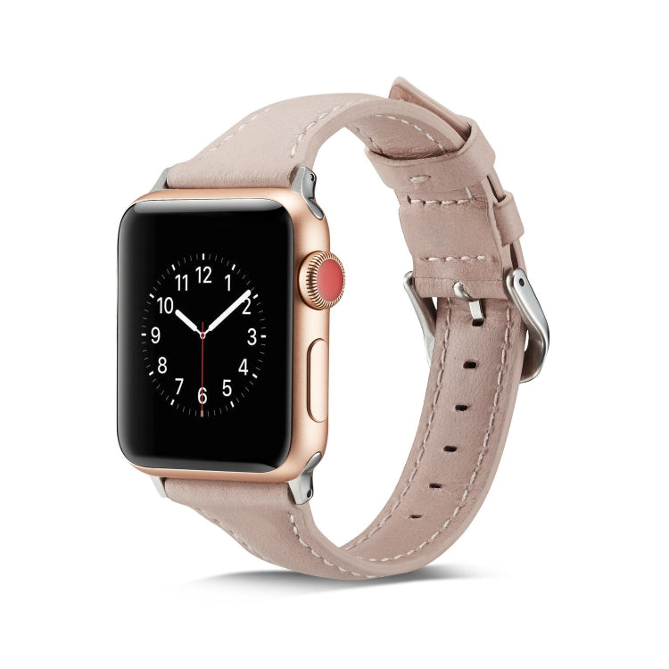For Apple Watch 5/4 40mm & 3/2/1 38mm Thin Leather Watch Band(Pink) by bashfashion