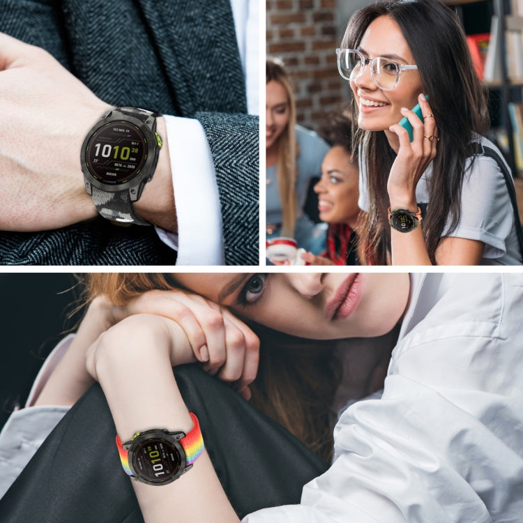 For Garmin Fenix 7 Hook And Loop Fastener Nylon Watch Band(Midnight Blue) by bashfashion