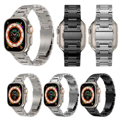 Double Rows Metal Watch Band For Apple Watch 7 45mm(Titanium) by bashfashion