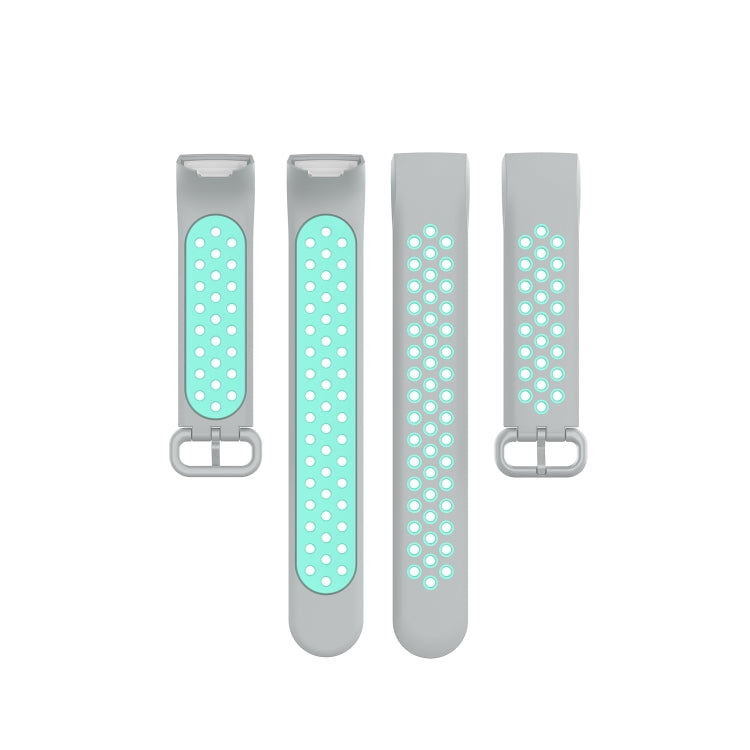 For Fitbit Charge 4 / Charge 3 / Charge 3 SE Watch Button Two Colors Silicone Replacement Strap Watchband(Grey Teal) by bashfashion