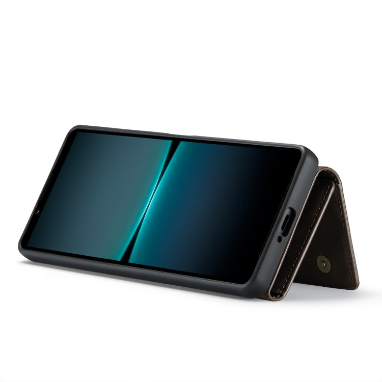 For Sony Xperia 1 V DG.MING M1 Series 3-Fold Multi Card Wallet + Magnetic Phone Case(Coffee) by DG.MING