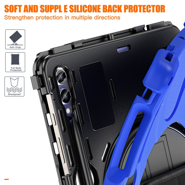 For Samsung Galaxy Tab S9+ / S8+ Rotatable Kickstand Grip Heavy Duty Hard Rugged Tablet Case(Blue) by bashfashion